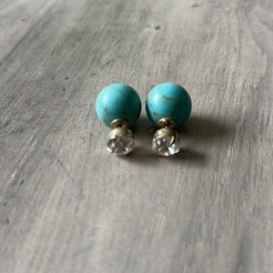 Turquoise and Crystal Two Sided Studs